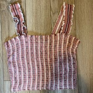 Hollister ruffle striped tank top